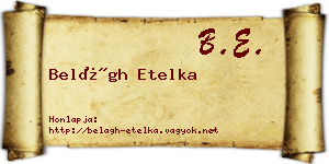 Belágh Etelka névjegykártya
